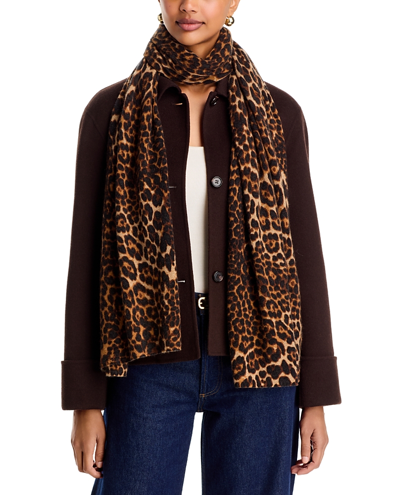 Amicale Cashmere Animal Print Scarf - Exclusive In Camel Multi