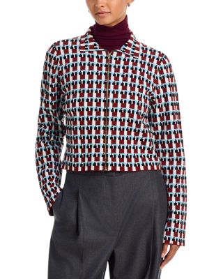 Zankov Sauve Cropped Geometric Zip Cardigan