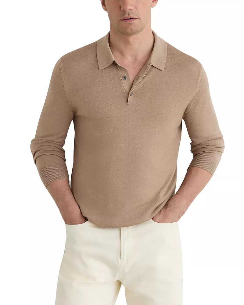 Reiss Jay Merino Wool Long Sleeve Polo
