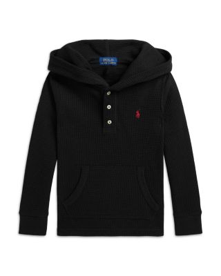 Boys' Waffle Knit Cotton Hooded Henley - Little Kid