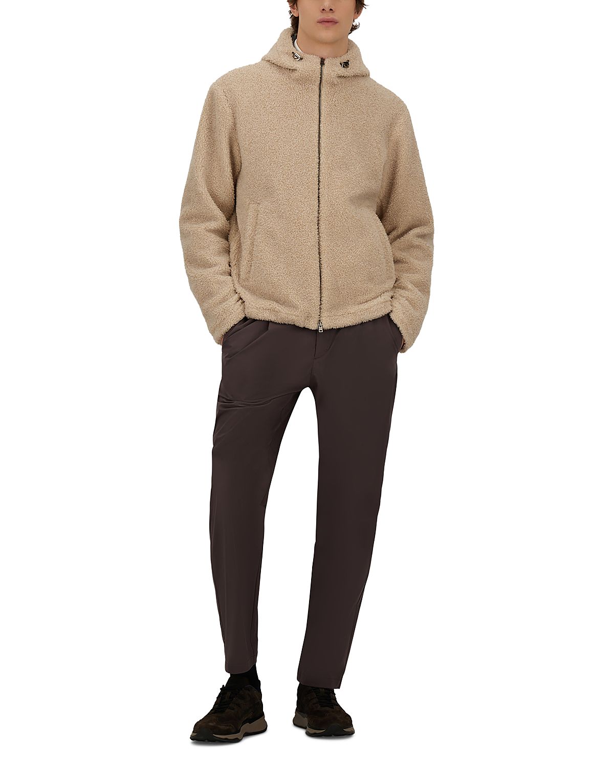 Herno Curly Melange Sherpa Hooded Bomber Jacket