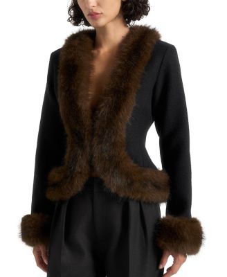 Lina Sculpted Wool & Fur Trim Jacket