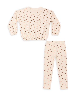 Girls' Spongey Knit Dots Cotton Blend Sweatshirt & Leggings Set - Little Kid