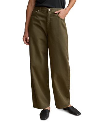 Beachwood Cotton Mid Rise Wide Jeans in Moss