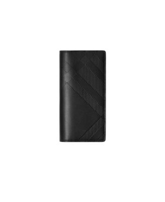 Embossed Check Calf Leather Continental Wallet