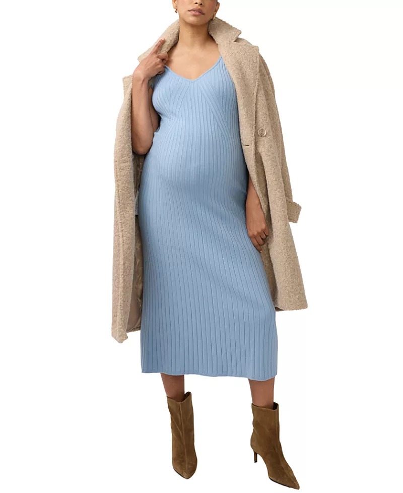 Ingrid & Isabel Sleeveless Rib Sweater Maternity Nursing Midi Dress
