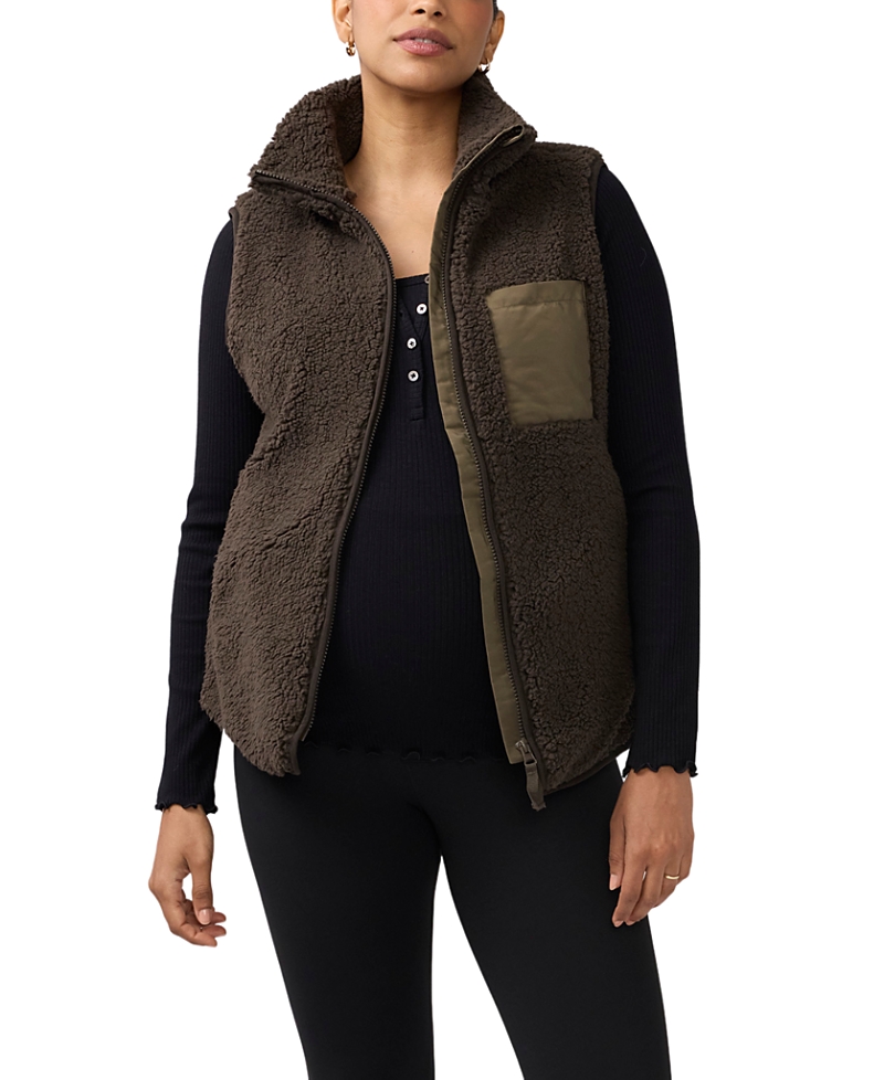 Ingrid & Isabel Sherpa Maternity Vest With Baby Carrier Insert In Black
