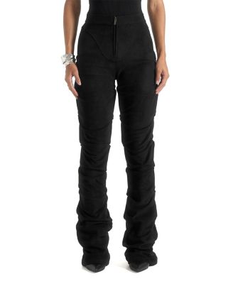 Caroline Tacked Suede Flared Trousers