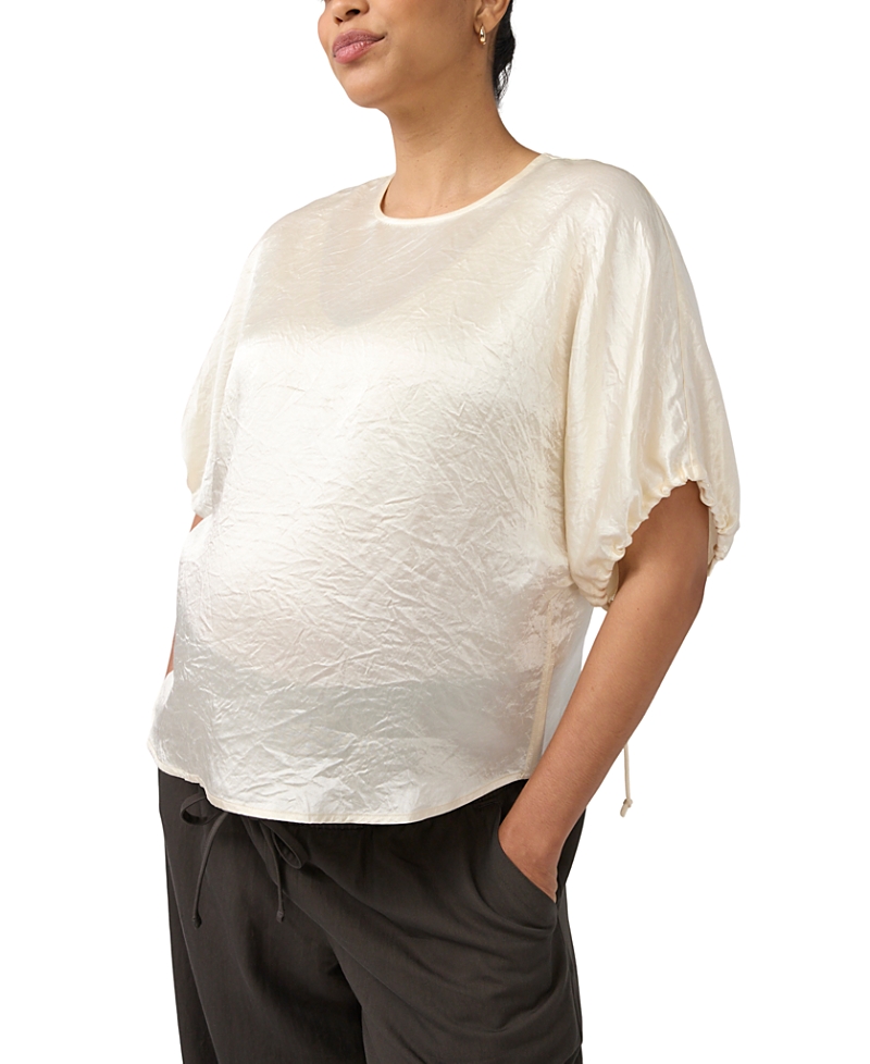 Ingrid & Isabel Satin Puff Sleeve Maternity Blouse