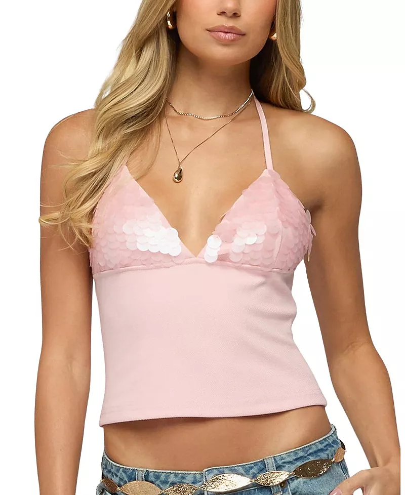 Edikted Katelyn Sequin Halter Top