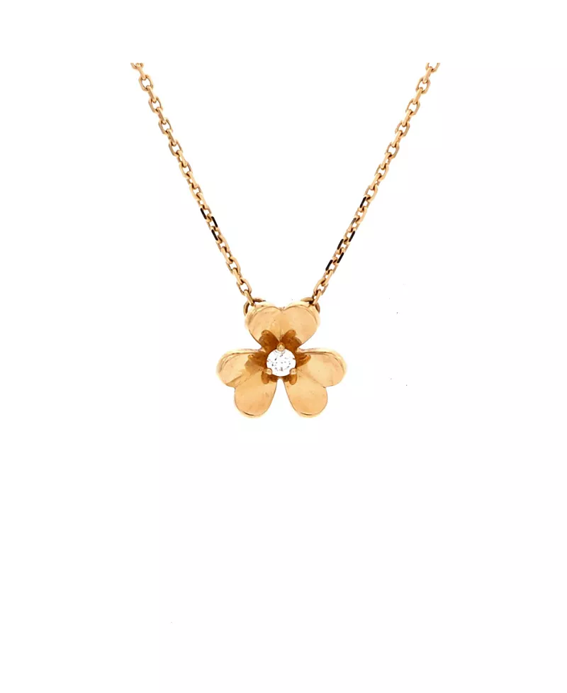 Pre-Owned Van Cleef & Arpels Mini Frivole Pendant Necklace 18K Gold and Diamond, 15.75