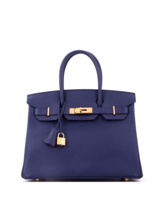 Birkin 30 Handbag Blue Epsom with Gold Hardware