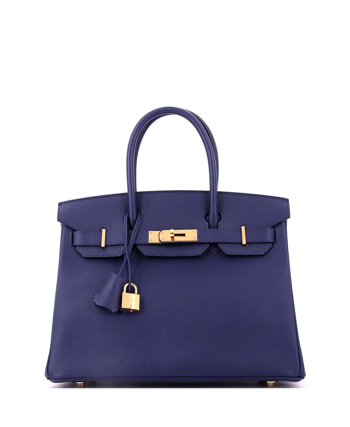 Pre-Owned HERMES Birkin 30 Handbag Blue Epsom with Gold Hardware