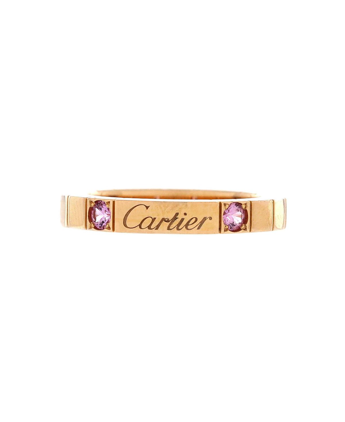 Pre-Owned Cartier Lanieres Ring 18K Rose Gold with Pink Sapphires