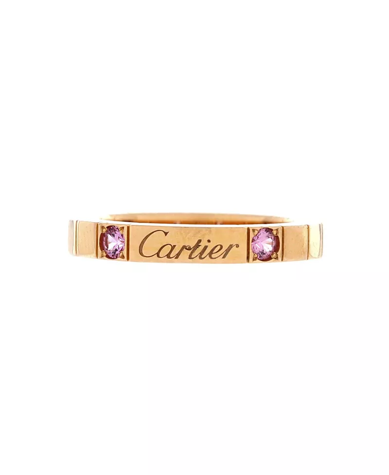 Pre-Owned Cartier Lanieres Ring 18K Rose Gold with Pink Sapphires