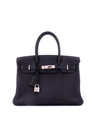 Birkin 30 Handbag Black Fjord with Palladium Hardware