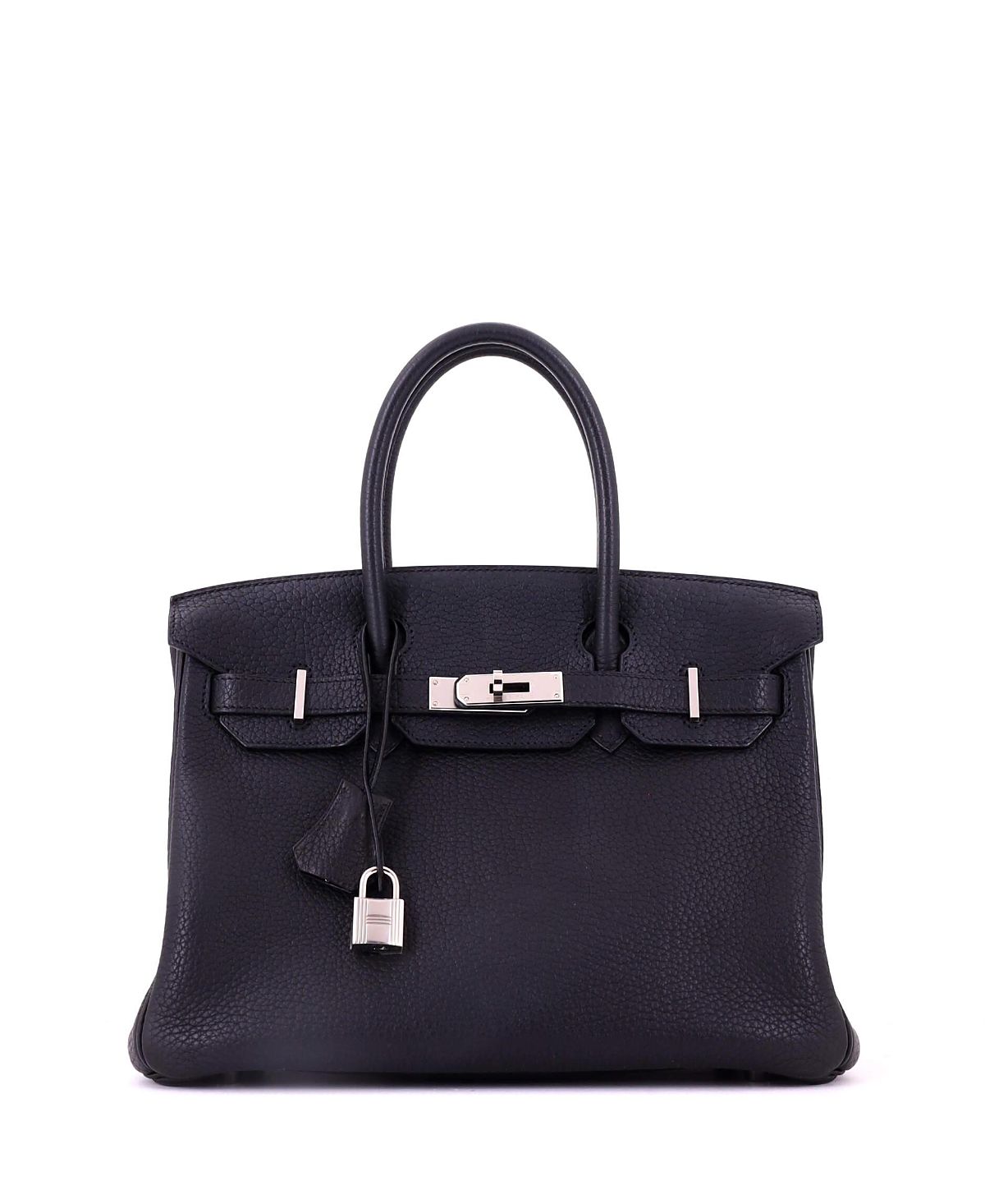 Pre-Owned HERMES Birkin 30 Handbag Black Fjord with Palladium Hardware