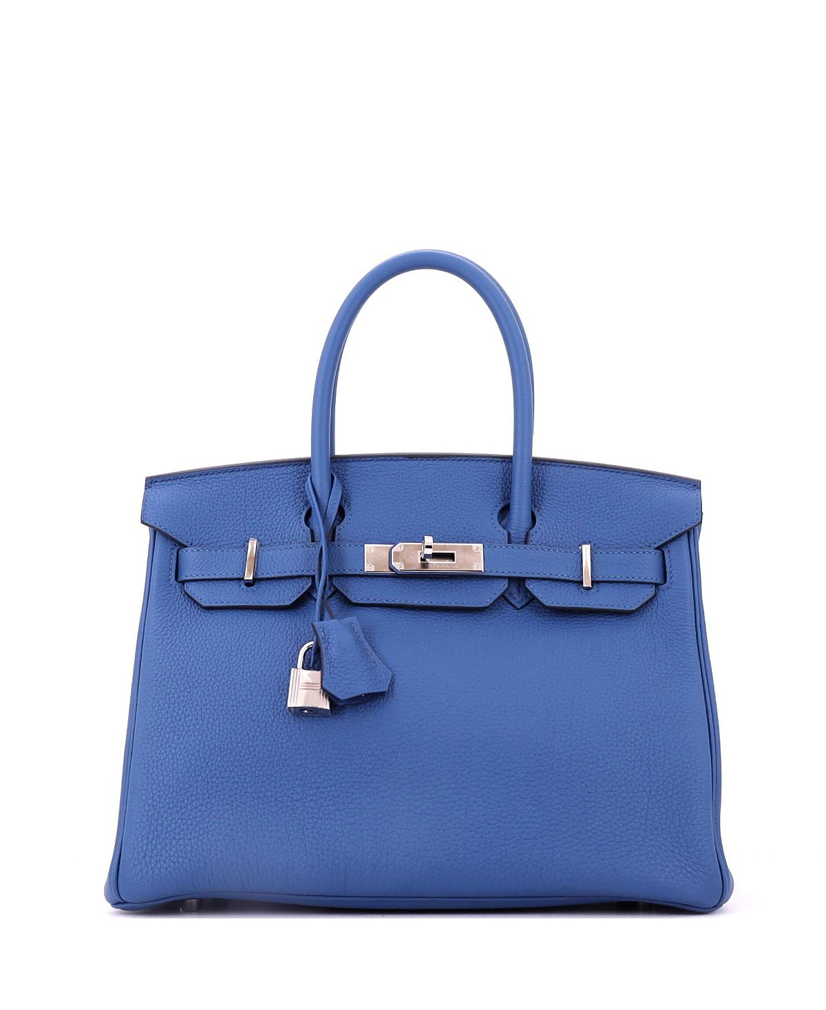 Pre-Owned HERMES Birkin 30 Handbag Blue Togo with Palladium Hardware