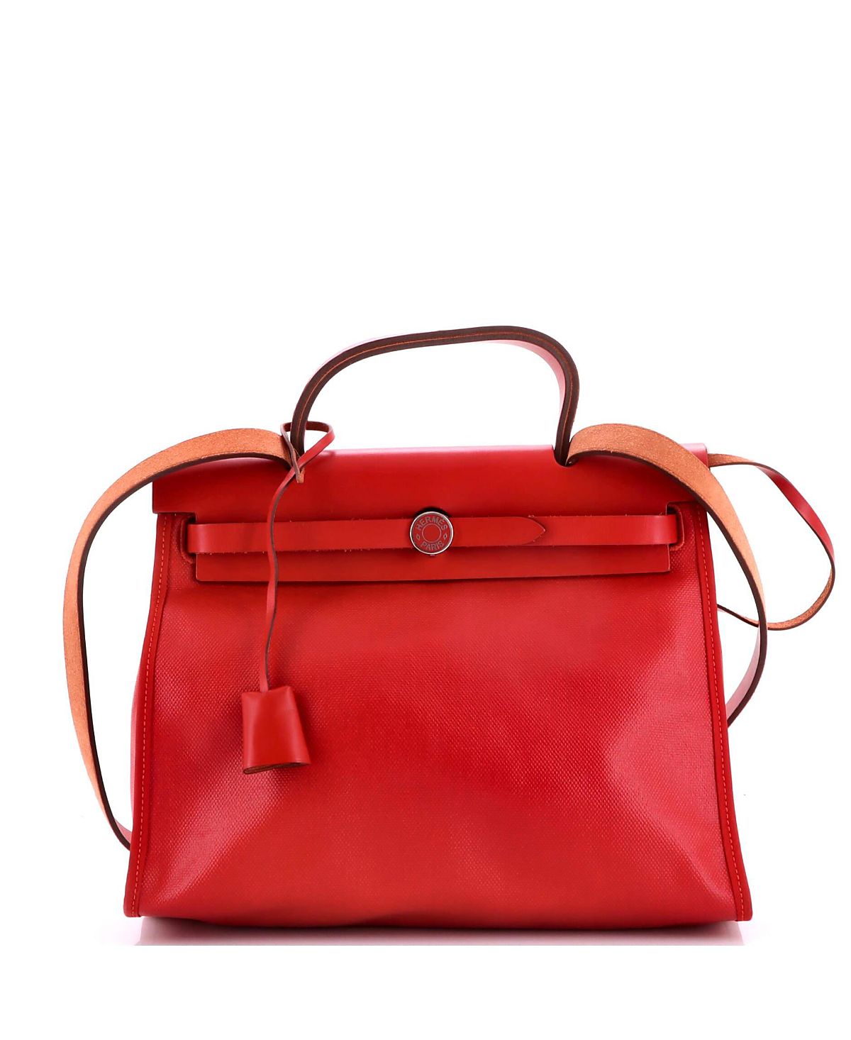 Pre-Owned HERMES 31 Herbag Zip Berline Vache Canvas and Leather