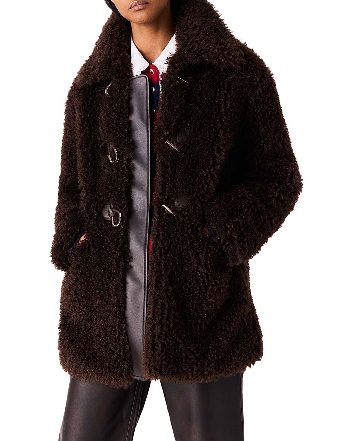 Maje Faux Fur Mid Length Coat