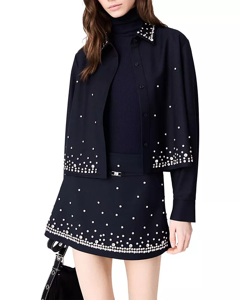 Maje Rhinestone Layered Skort