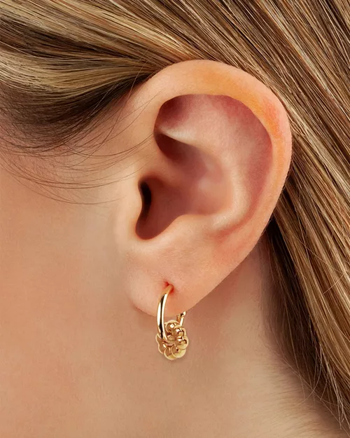 Beaded Rondelle Tube Hoop Earrings