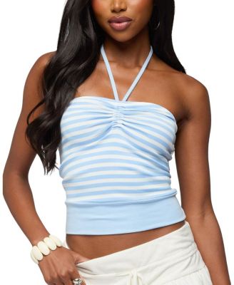  Citron Striped Halter Top