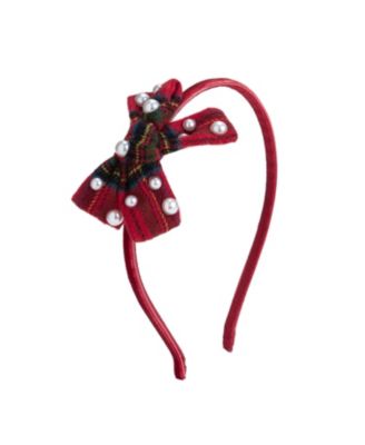 Girls' Christmas Tartan Pearl Bow Headband - Little Kid, Big Kid