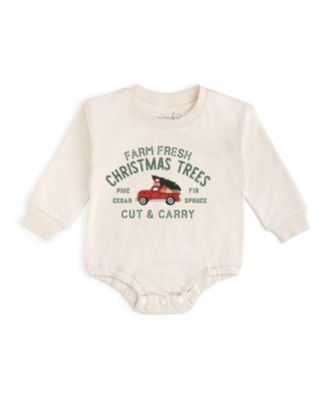Boys' Farm Fresh Christmas Tree Patch Long Sleeve Romper - Baby