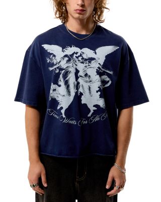 Time Waits Cotton Crewneck Graphic T-Shirt