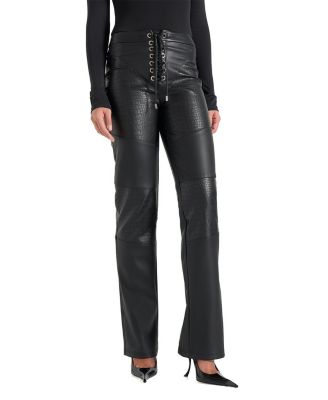 Seren Croc Embossed Lace Up Trousers
