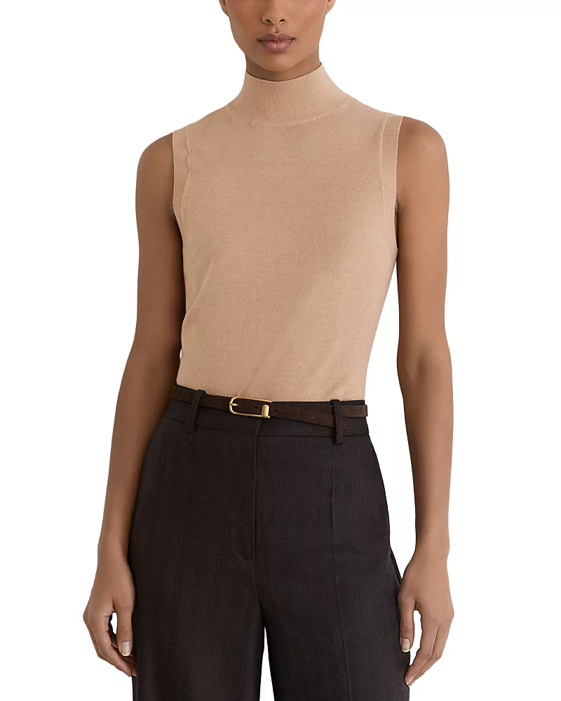 Reiss Evelyn Wool Funnel Neck Sleeveless Top