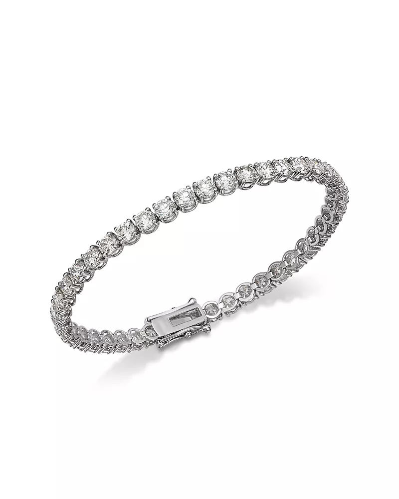 Bloomingdale's Fine Collection Luxe Collection Diamond Four Prong Tennis Bracelet in 14K White Gold, 10.0 tcw