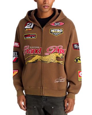 Grand Prix Cotton Blend Zip Graphic Hoodie