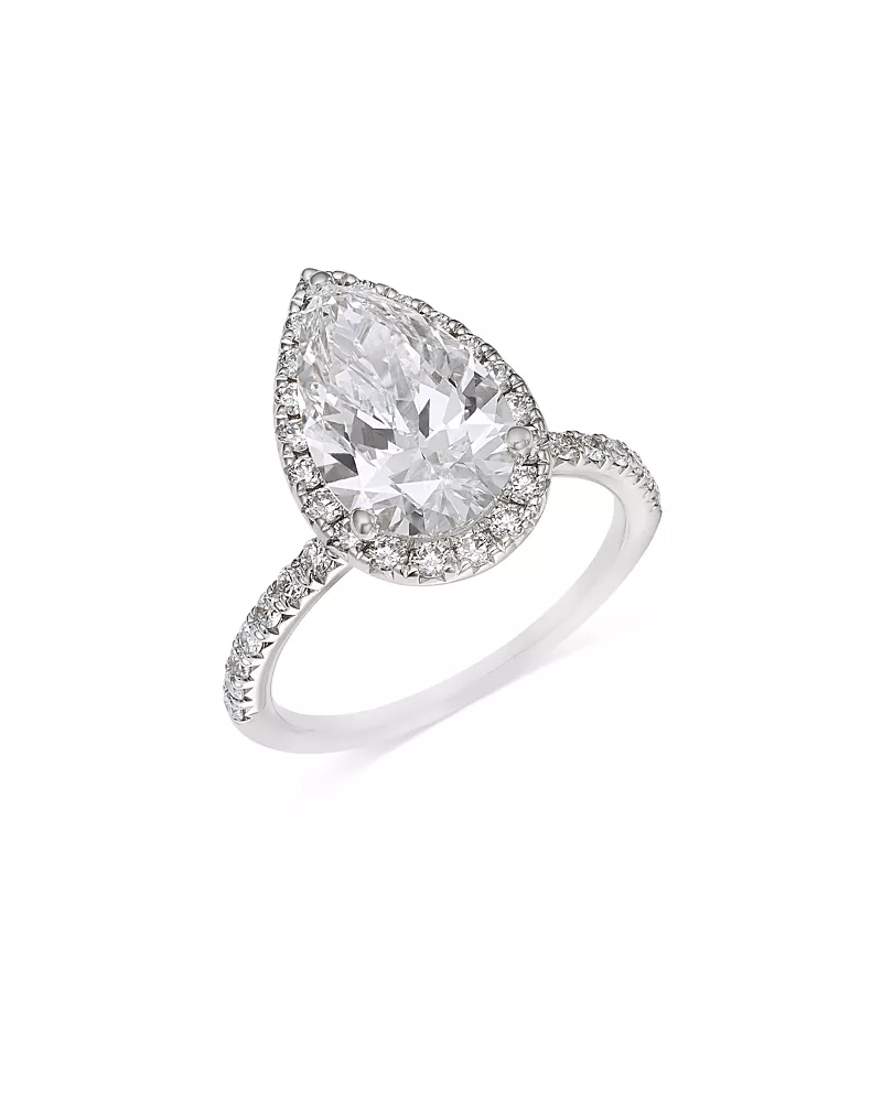 Bloomingdale's Fine Collection Luxe Collection Certified Lab Grown Diamond Pear Shaped Halo Engagement Ring in 18K White Gold, 3.5 tcw