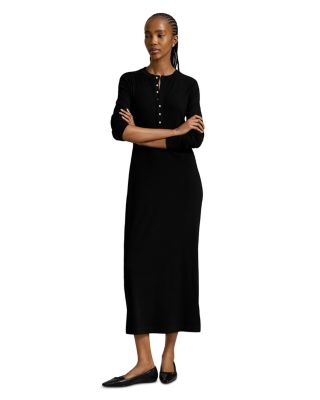 Ribbed Henley Maxi Dress