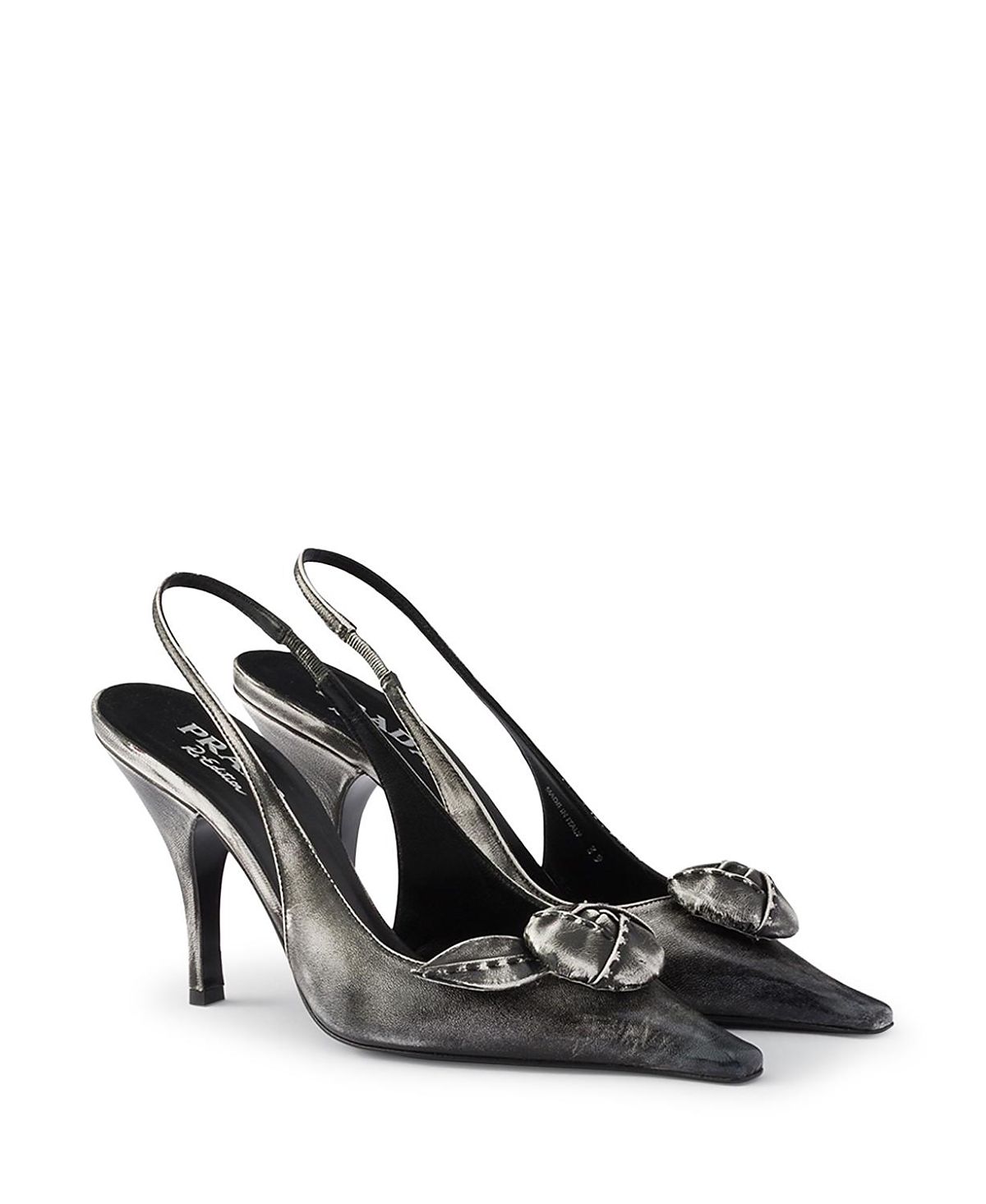 Prada Women's Metallic Leather Slingback Pumps
