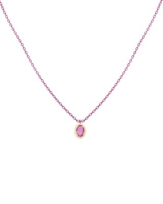 Gold-Plated & Pink Rhodium-Plated Silver Pink Sapphire & Diamond Pendant Necklace, 16-18"