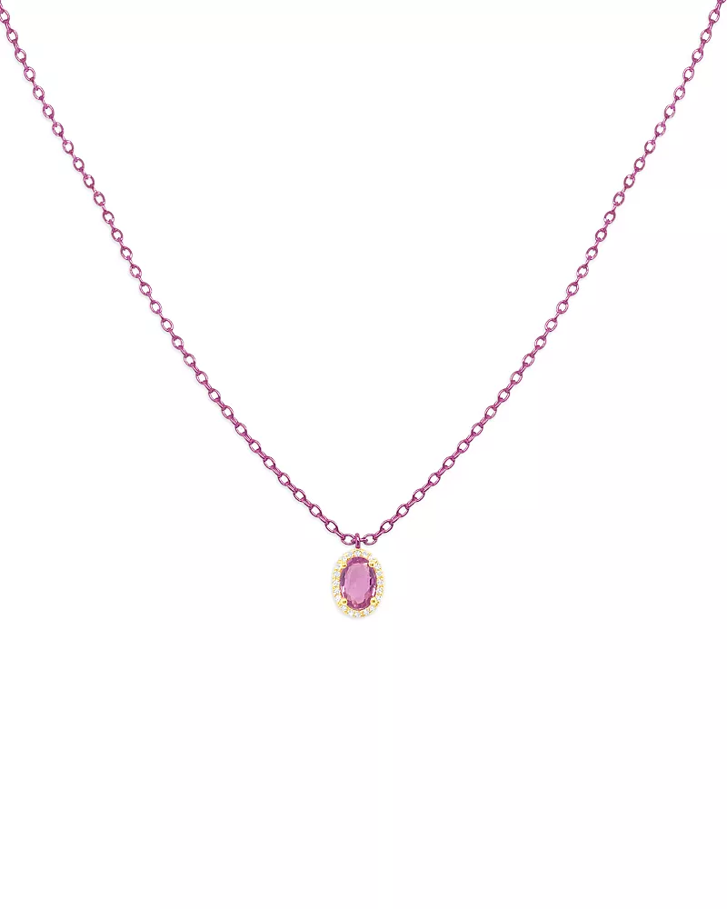 Meira T Gold-Plated & Pink Rhodium-Plated Silver Pink Sapphire & Diamond Pendant Necklace, 16