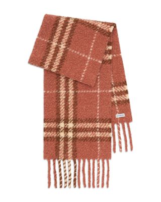 Check Alpaca & Wool Blend Boucle Scarf