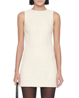 Vee Perforated Leather Sheath Dress