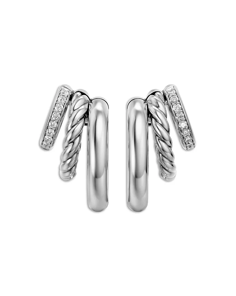 Dy Mercer A Multi Row Earrings in Sterling Silver with Diamonds, 18mm