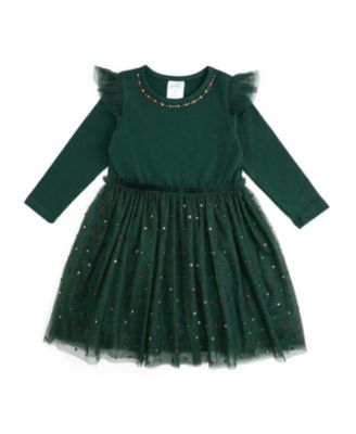 Girls' Rhinestone Christmas Long Sleeve Tutu Dress - Baby, Little Kid, Big Kid