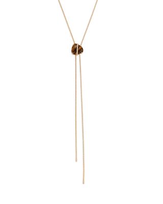 Solstice Cubic Zirconia & Tiger's Eye Bolo Lariat Necklace, 32.5"