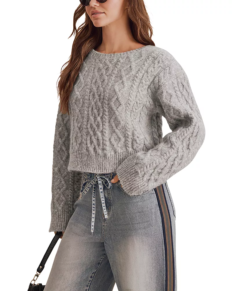 Splendid Billie Shimmer Cable Knit Sweater