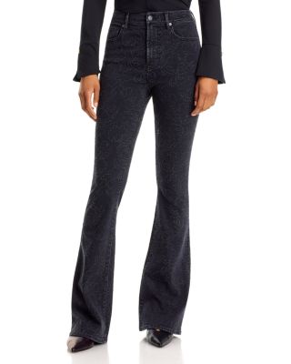 Beverly High Rise Embroidered Flare Jeans in Washed Onyx