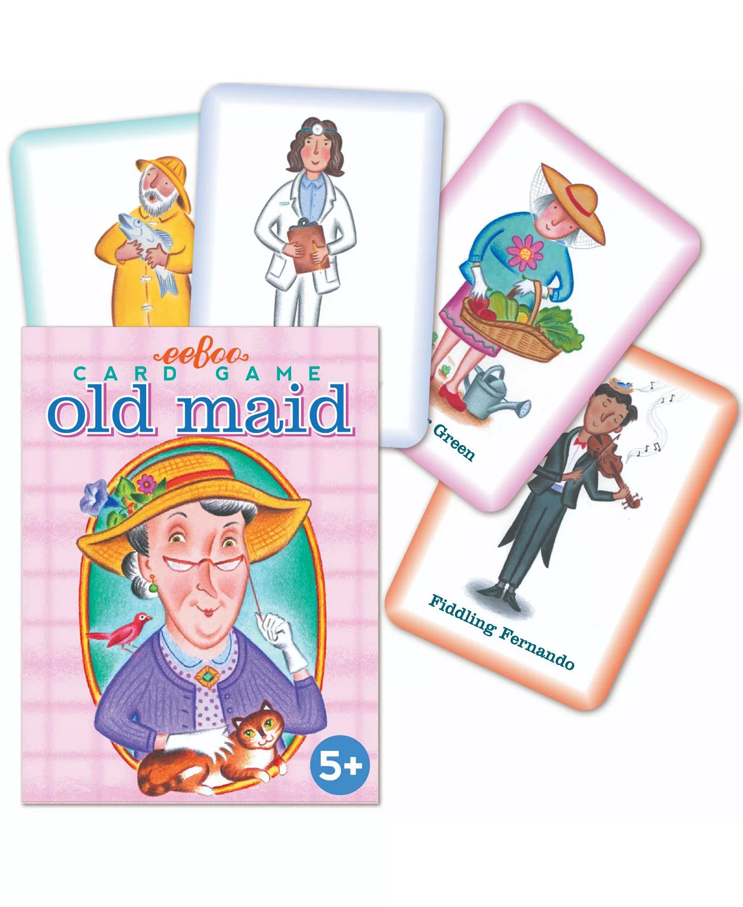eeBoo Old Maid Playing Cards with colorful illustrated characters