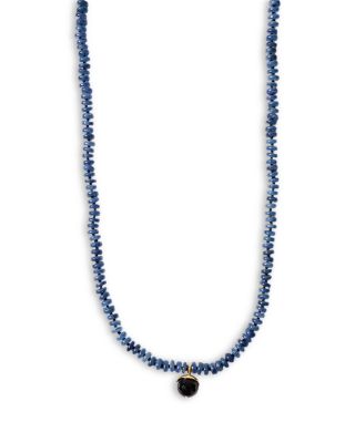 Bell Gemstone Beaded Pendant Necklace, 36"