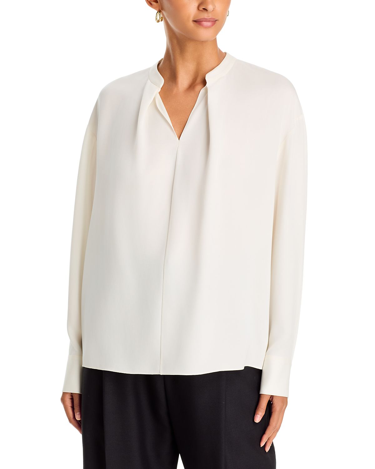 Theory Silk Soft Pleat Neck Top