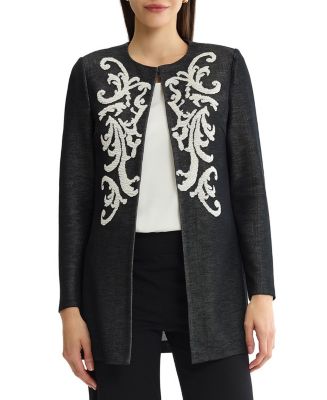 Ming Wang Plus Size Filigree Jacquard Knit Jacket | Bloomingdale's